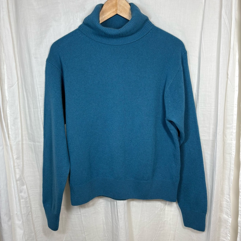 Uniqlo 100% Wool Turtleneck Sweater Teal Blue Size S‎